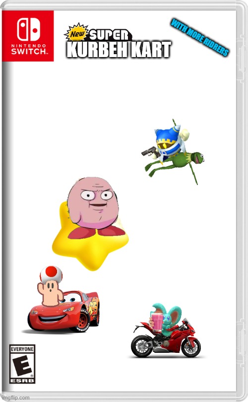 New super Kirbeh kart | WITH MORE RIDRERS; KURBEH KART | image tagged in kirby | made w/ Imgflip meme maker