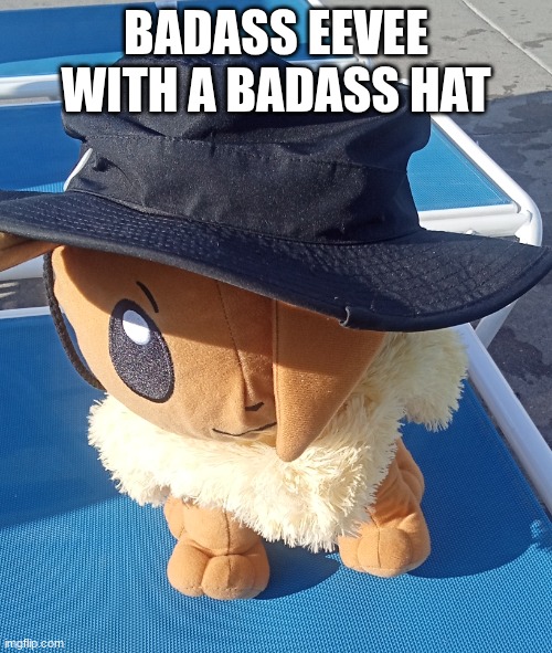 absolute badassery | BADASS EEVEE WITH A BADASS HAT | image tagged in eevee with hat | made w/ Imgflip meme maker