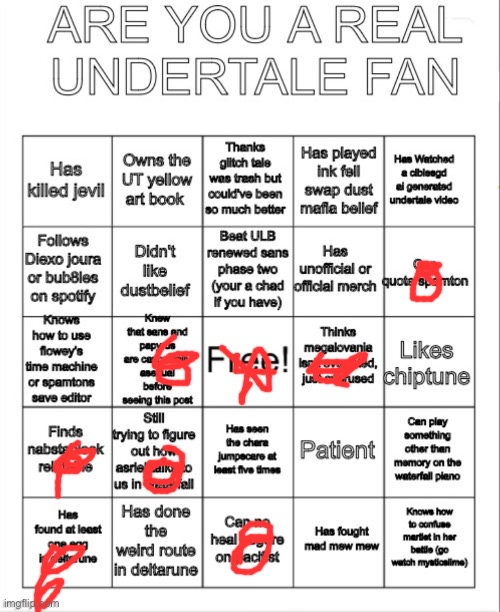No bingo | image tagged in undertale bingo | made w/ Imgflip meme maker