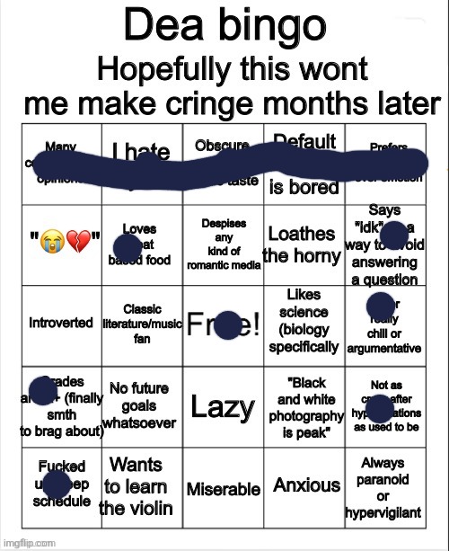 Dea bingo | image tagged in dea bingo | made w/ Imgflip meme maker