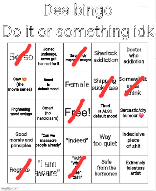 Dea bingo | image tagged in dea bingo | made w/ Imgflip meme maker