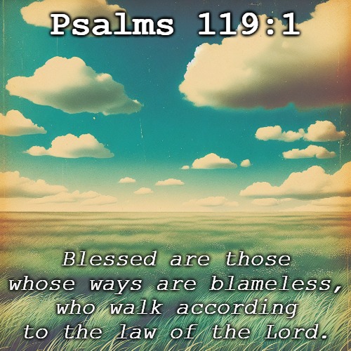 Bible Verse of the Day | Psalms 119:1; Blessed are those whose ways are blameless,
who walk according to the law of the Lord. | image tagged in christiansonly,bible verse of the day,christianity | made w/ Imgflip meme maker