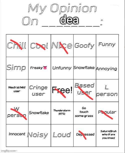 this guy i know | dea | image tagged in my opinion on ________ bingo by andika v2 | made w/ Imgflip meme maker