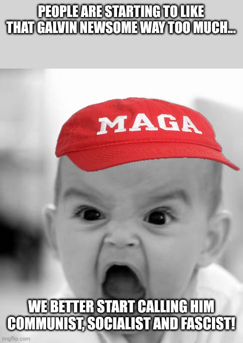 Let's start with the names | PEOPLE ARE STARTING TO LIKE THAT GALVIN NEWSOME WAY TOO MUCH... WE BETTER START CALLING HIM COMMUNIST, SOCIALIST AND FASCIST! | image tagged in donald trump,trump,democrats,maga,nevertrump,conservative | made w/ Imgflip meme maker