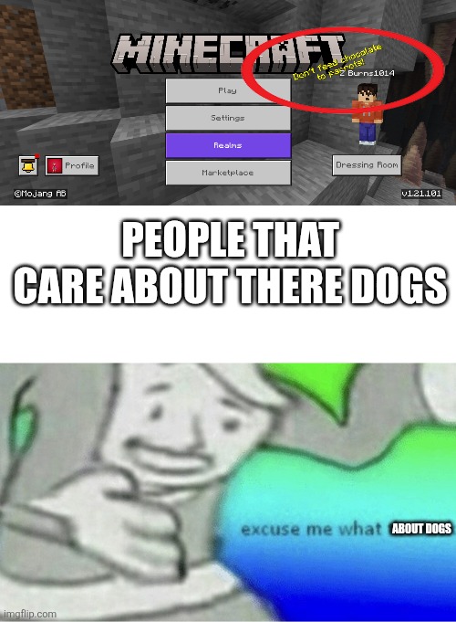 Yes, this is real. | PEOPLE THAT CARE ABOUT THERE DOGS; ABOUT DOGS | image tagged in minecraft memes,relatable memes,funny memes | made w/ Imgflip meme maker