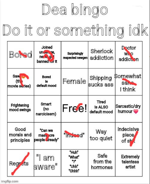 Dea bingo | image tagged in dea bingo | made w/ Imgflip meme maker