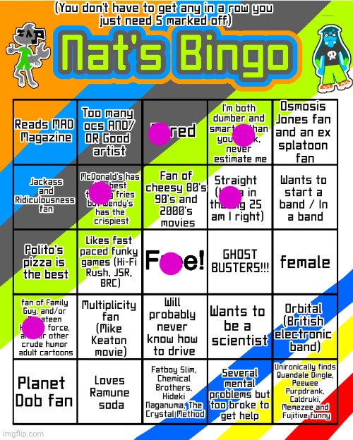 does king of the hill count for the bottom one? | image tagged in nat's bingo updated 2 electric boogaloo | made w/ Imgflip meme maker