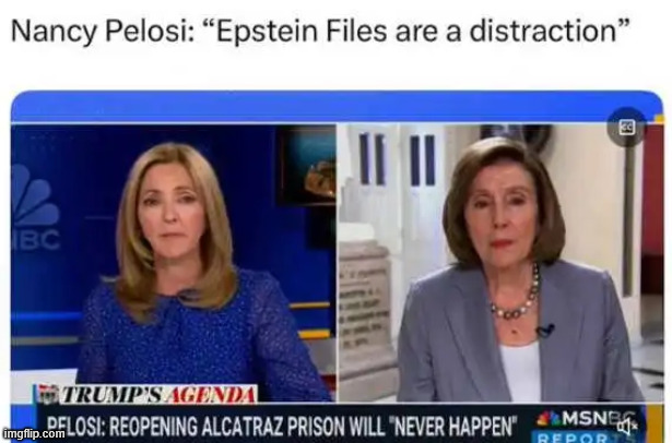 Even Pelosi knows | image tagged in epstein,msm distraction | made w/ Imgflip meme maker