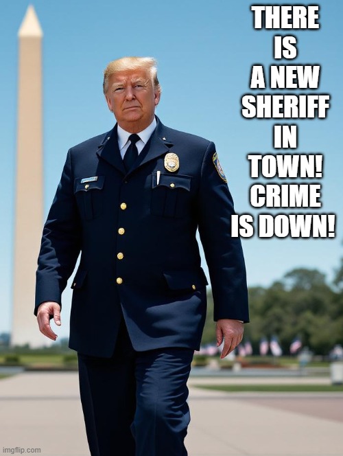 There is a new sheriff in town! | THERE IS A NEW SHERIFF IN TOWN! CRIME IS DOWN! | image tagged in sheriff | made w/ Imgflip meme maker