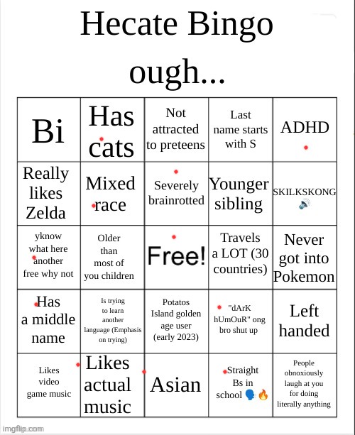 Hecate Bingo | image tagged in hecate bingo | made w/ Imgflip meme maker
