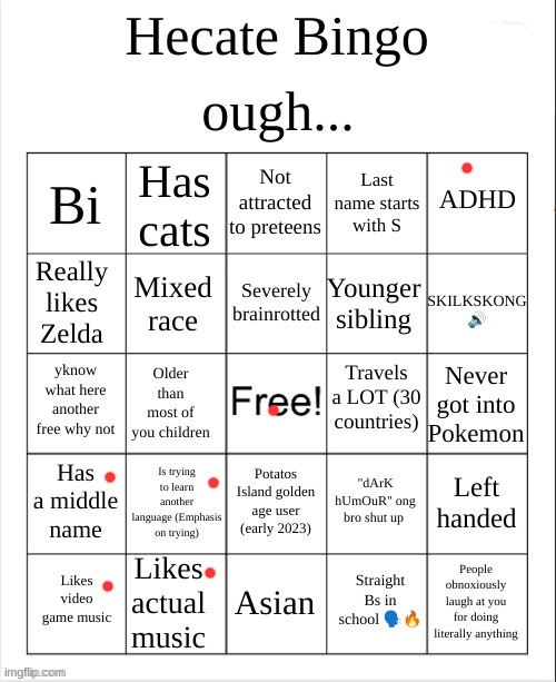 Hecate Bingo | image tagged in hecate bingo | made w/ Imgflip meme maker