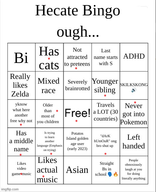 no ongbi | image tagged in hecate bingo | made w/ Imgflip meme maker