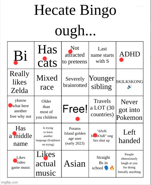 Hecate Bingo | image tagged in hecate bingo | made w/ Imgflip meme maker