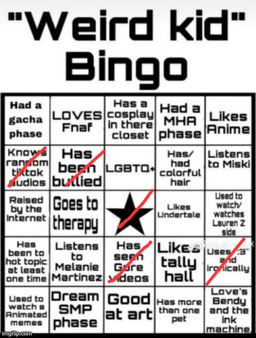 Weird Kid Bingo | image tagged in weird kid bingo | made w/ Imgflip meme maker