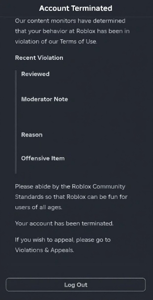 Roblox Terminated (Desktop/Mobile App) Blank Meme Template