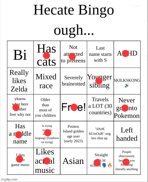Hecate Bingo | image tagged in hecate bingo | made w/ Imgflip meme maker