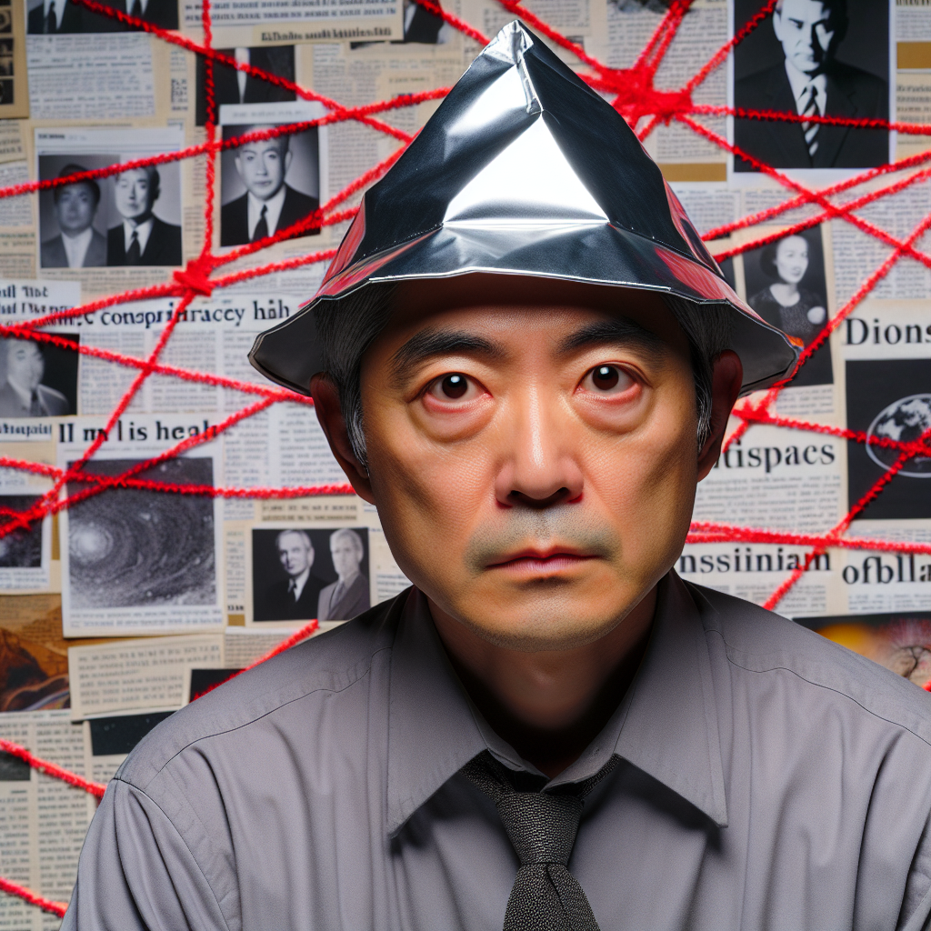There is sitting a man he has an aluminium hat on his hat and he Blank Meme Template