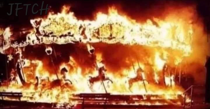 High Quality Merry-go-round in flames Blank Meme Template
