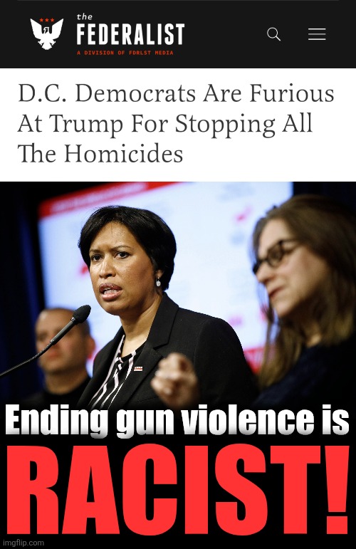 The psychotic ravings of a dying political party | Ending gun violence is; RACIST! | image tagged in memes,democrats,washington dc,trump derangement syndrome,crime,gun violence | made w/ Imgflip meme maker