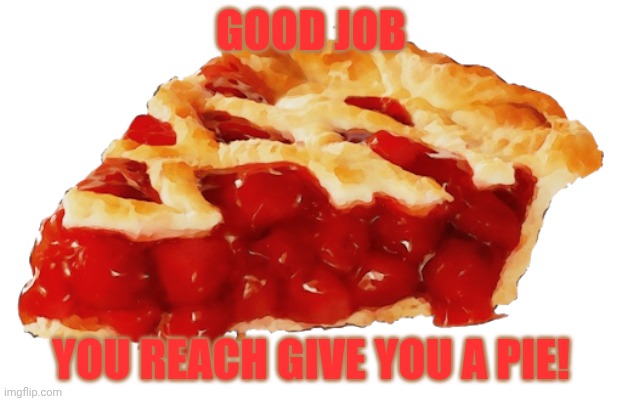 Pie | GOOD JOB YOU REACH GIVE YOU A PIE! | image tagged in pie | made w/ Imgflip meme maker