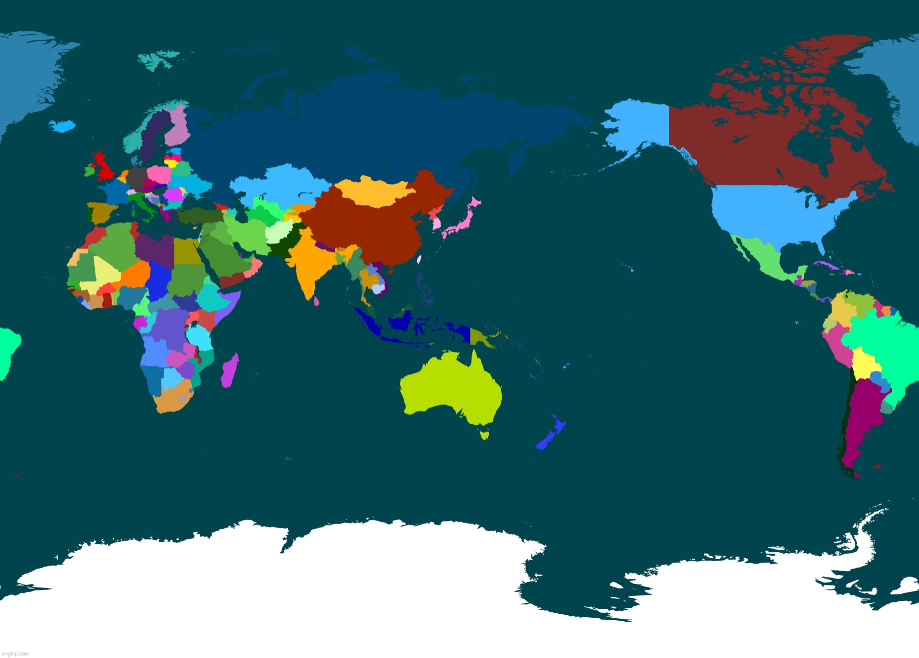 World map (Pacific centered) | image tagged in world map pacific centered | made w/ Imgflip meme maker