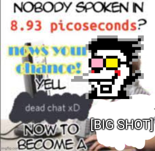 yell dead chat xD now to become a cool kid | [BIG SHOT] | image tagged in yell dead chat xd now to become a cool kid | made w/ Imgflip meme maker