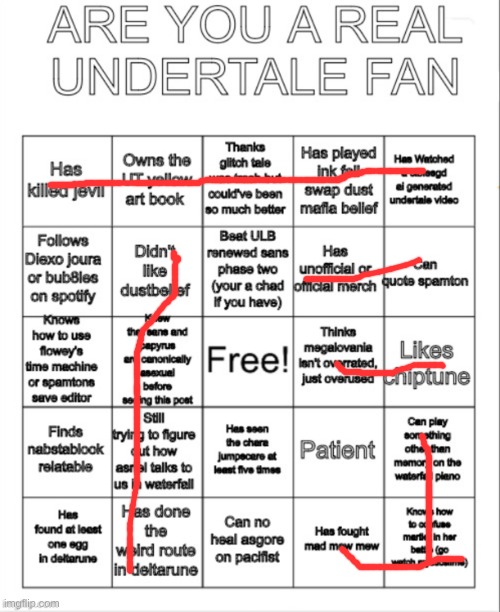 UNDERTALE BINGO | image tagged in undertale bingo | made w/ Imgflip meme maker