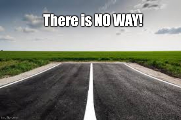 There is NO WAY | There is NO WAY! | image tagged in dead end,no way | made w/ Imgflip meme maker