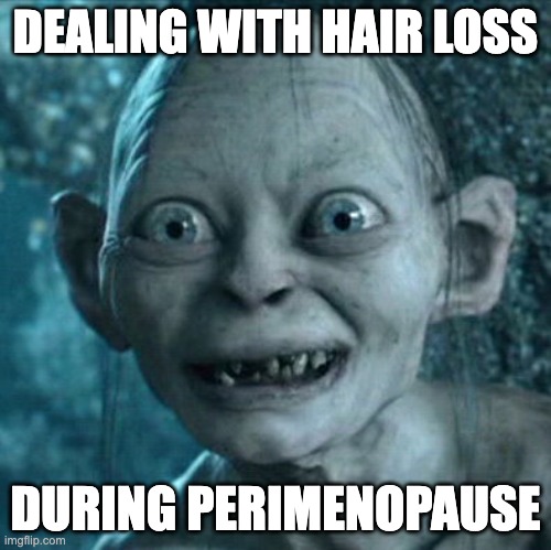 Perimenopausal Gollum | DEALING WITH HAIR LOSS; DURING PERIMENOPAUSE | image tagged in memes,gollum,perimenopause | made w/ Imgflip meme maker