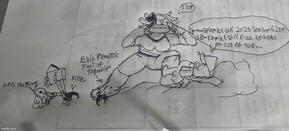 My opp drew claire beating angel | image tagged in memes,shitpost,family guy,claire,art | made w/ Imgflip meme maker