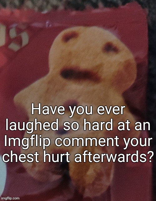 Cookie | Have you ever laughed so hard at an Imgflip comment your chest hurt afterwards? | image tagged in cookie | made w/ Imgflip meme maker