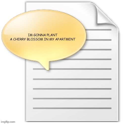 tgwesdfx | IM GONNA PLANT A CHERRY BLOSSOM IN MY APARTMENT | image tagged in tgwesdfx | made w/ Imgflip meme maker