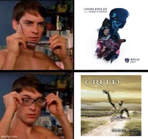 The 2010s In Rock Was Nothing But Bands Trying To Be Nickelback and Creed | image tagged in peter parker's glasses,memes,music,rock music,league of legends,anime | made w/ Imgflip meme maker