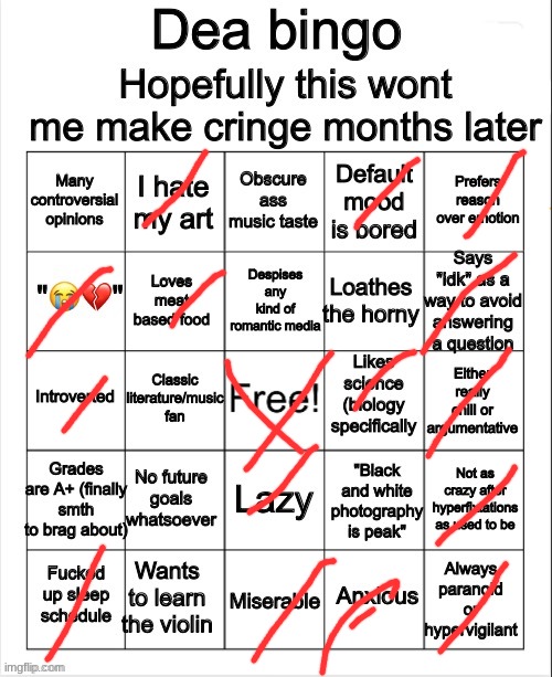 Dea bingo | image tagged in dea bingo | made w/ Imgflip meme maker