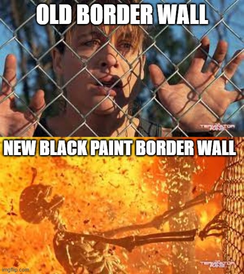 OLD BORDER WALL; NEW BLACK PAINT BORDER WALL | made w/ Imgflip meme maker