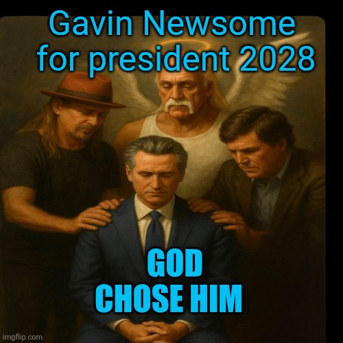 Gavin Newsome
 for president 2028 GOD CHOSE HIM | made w/ Imgflip meme maker