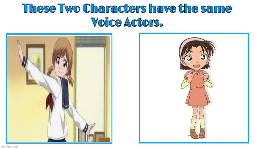 Janice Kawaye | image tagged in same voice actor,janice kawaye,conan the detective,bleach | made w/ Imgflip meme maker