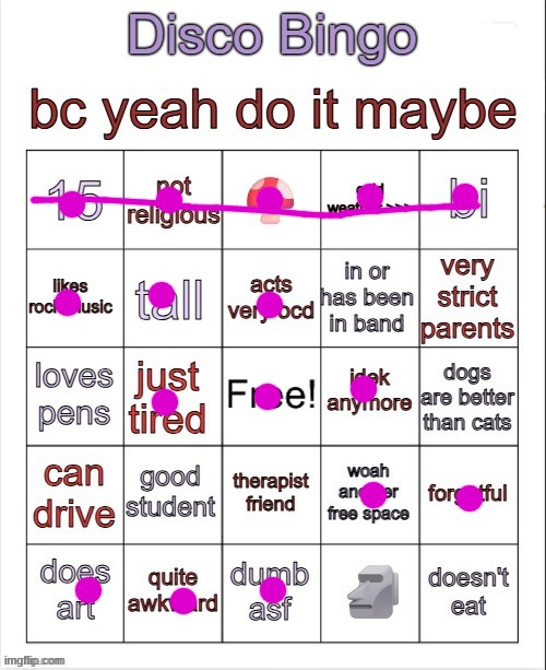 I ddiddo tsihsiis hay | image tagged in disco bingo but slightly less terrible | made w/ Imgflip meme maker