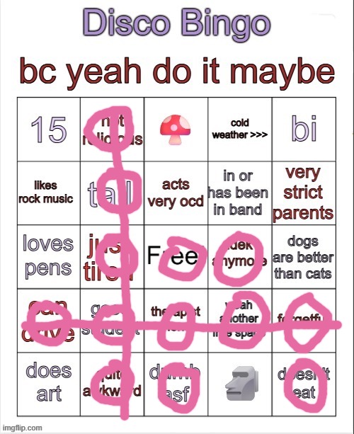:3 | image tagged in disco bingo but slightly less terrible | made w/ Imgflip meme maker
