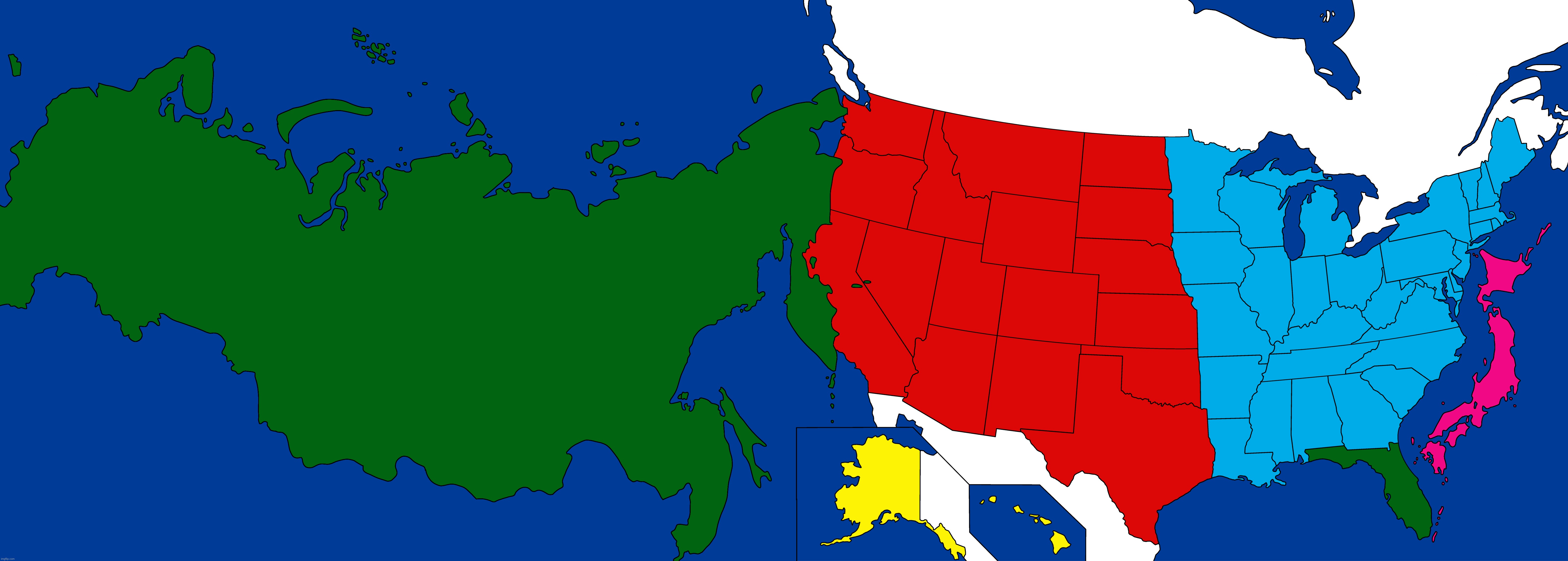 West vs East vs Alaska and Hawaii vs Florida and Russia vs Japan who would win | made w/ Imgflip meme maker