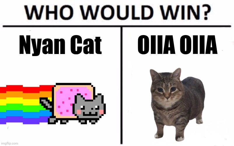 Who Would Win? | Nyan Cat; OIIA OIIA | image tagged in memes,who would win,nyan cat,oiiaoiia cat,cats | made w/ Imgflip meme maker