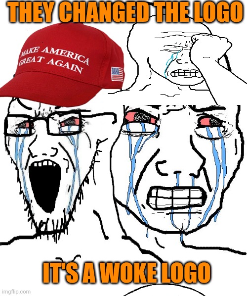 Angry Wojak | THEY CHANGED THE LOGO IT'S A WOKE LOGO | image tagged in angry wojak | made w/ Imgflip meme maker