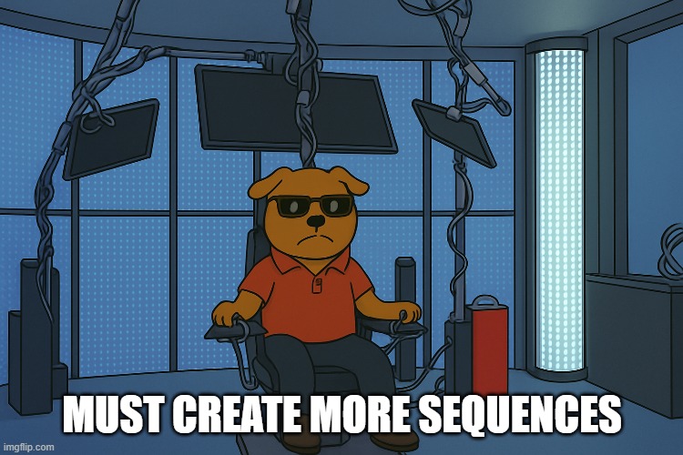 K dog | MUST CREATE MORE SEQUENCES | image tagged in dog | made w/ Imgflip meme maker