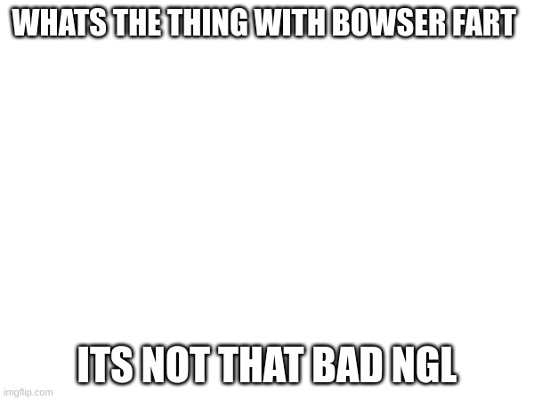 WHATS THE THING WITH BOWSER FART; ITS NOT THAT BAD NGL | made w/ Imgflip meme maker