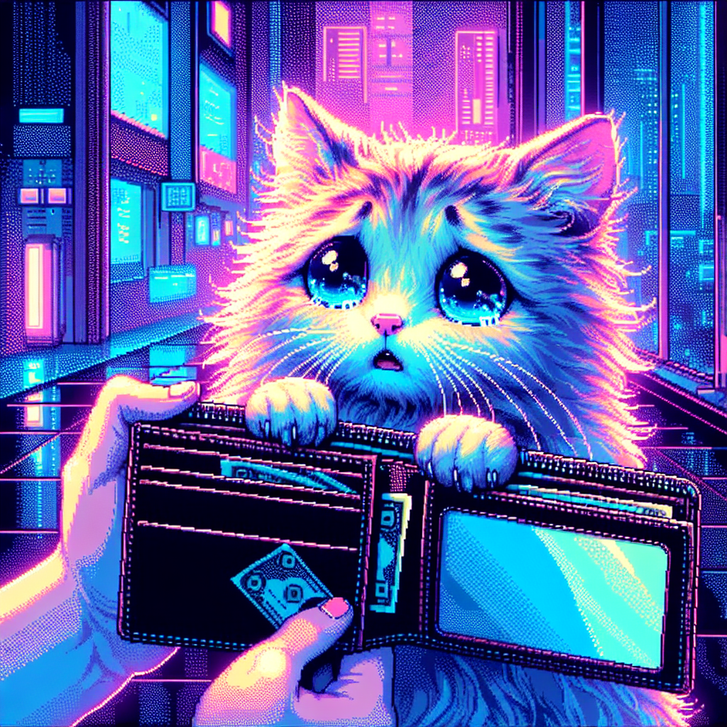 cute cat staring in to empty wallet Blank Meme Template