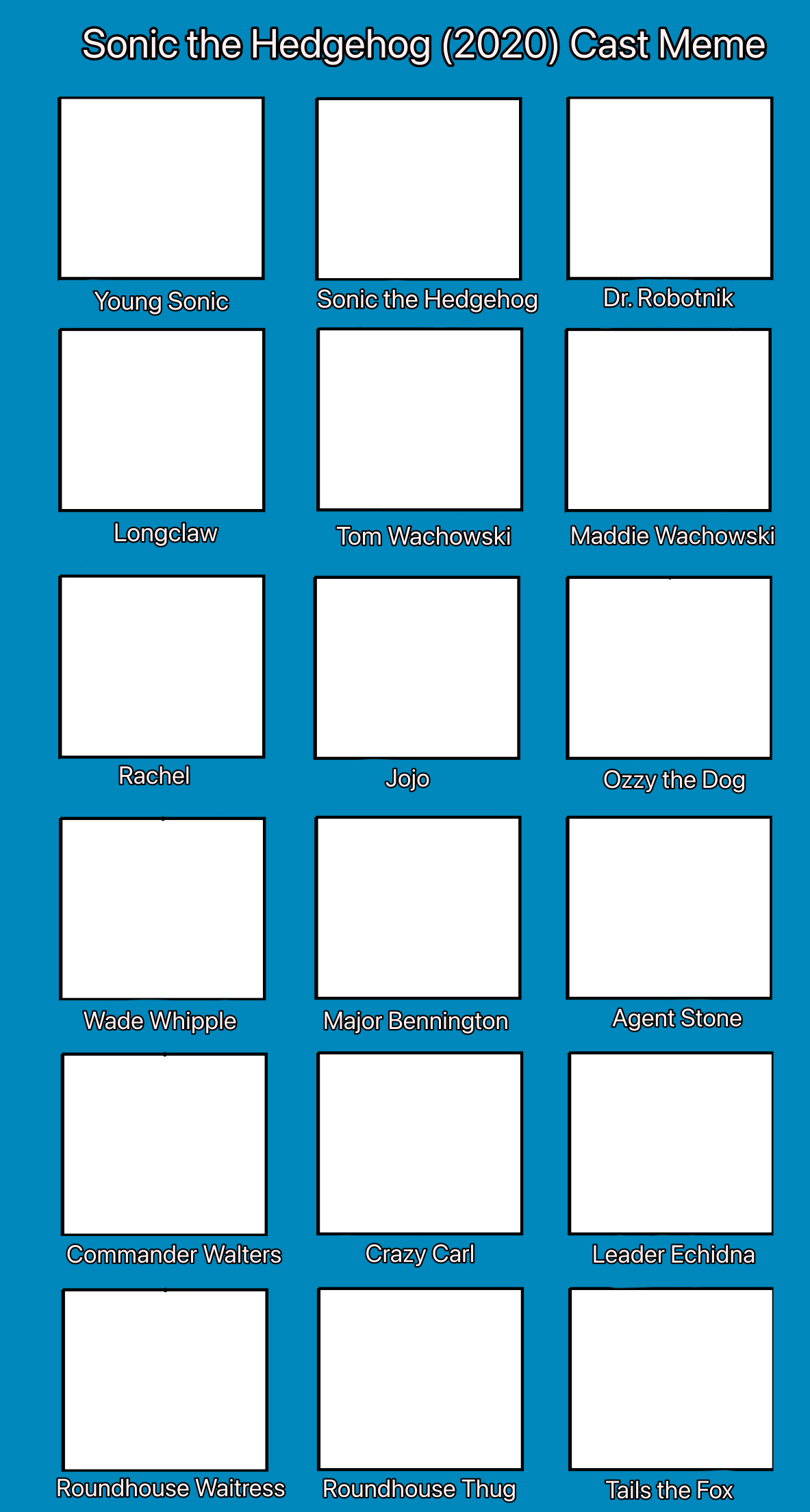 Sonic (2020) Cast Meme Blank Meme Template