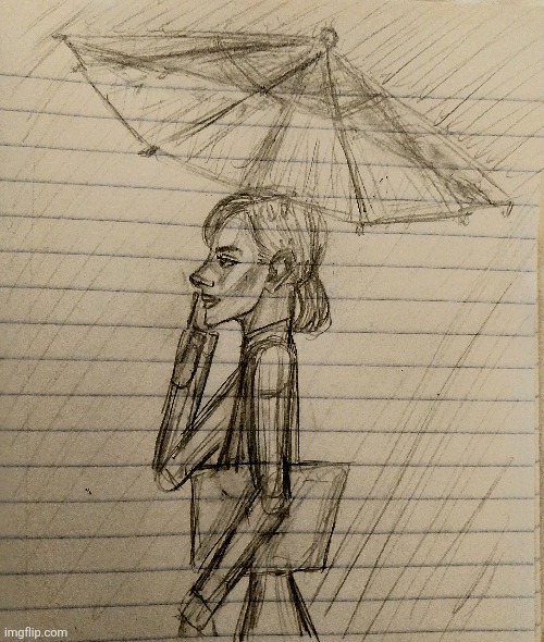 Umbrella (2025) | image tagged in drawing,sketch,woman,umbrella,rain | made w/ Imgflip meme maker