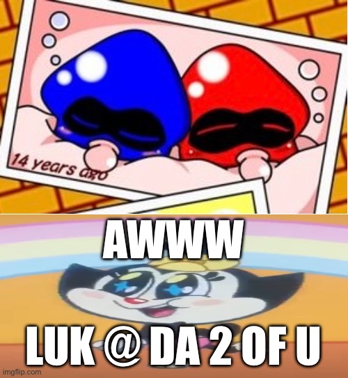 AWWW; LUK @ DA 2 OF U | image tagged in blank white template,not my drawing,animaniacs,splatoon,inkling | made w/ Imgflip meme maker