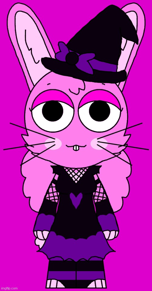Pinki's Halloween costume | image tagged in sprunki,incredibox,pinki,witch,halloween costume,rabbit | made w/ Imgflip meme maker