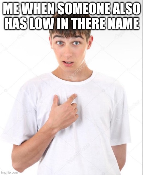 Me? | ME WHEN SOMEONE ALSO HAS LOW IN THERE NAME | image tagged in me | made w/ Imgflip meme maker